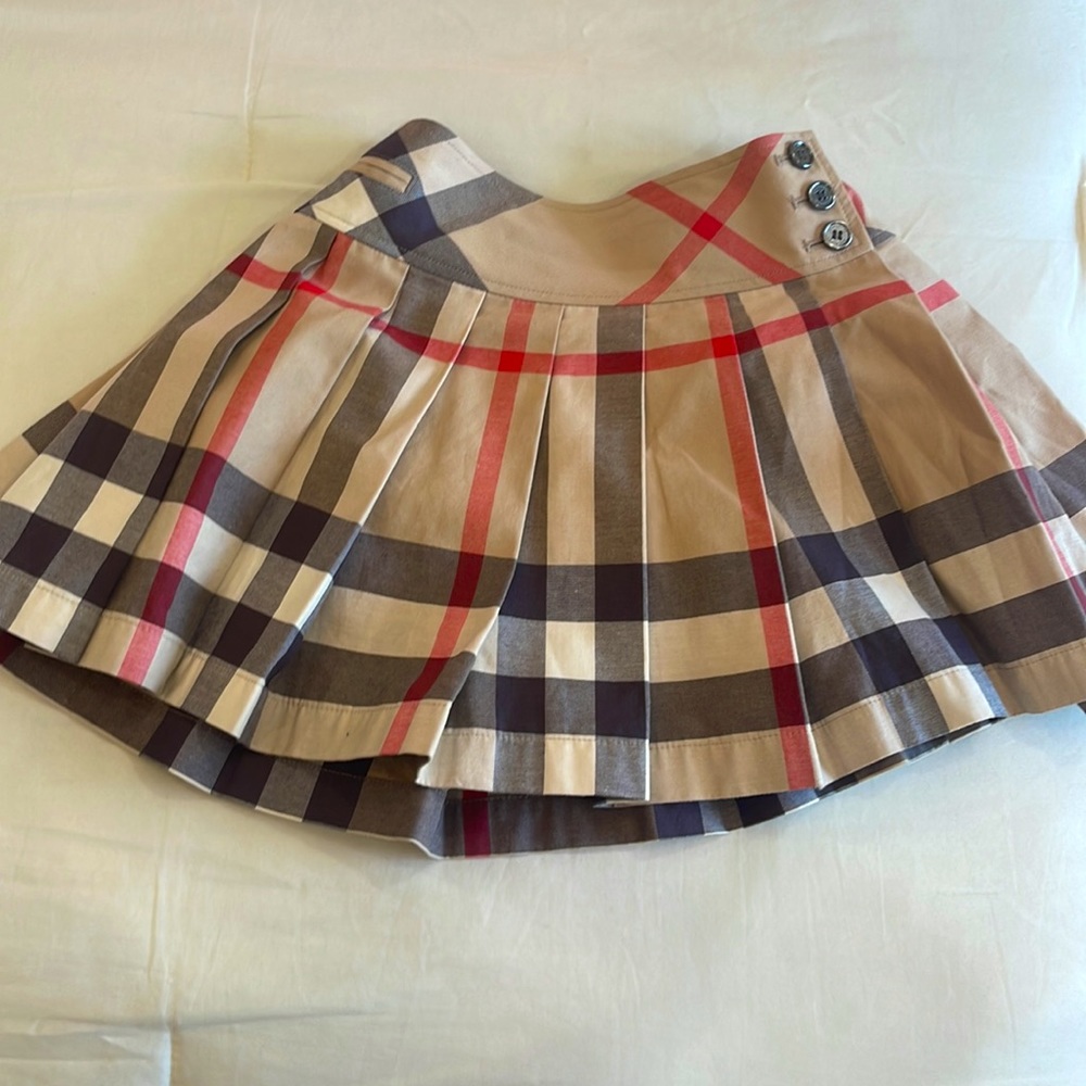 Kids Burberry Tan Plaid Printed Skirt - Size 8